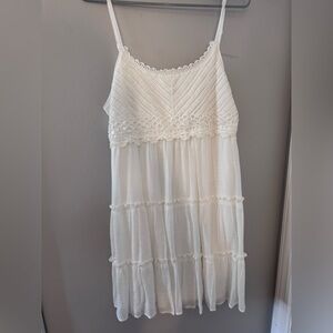 White Lace Trim Mini Dress